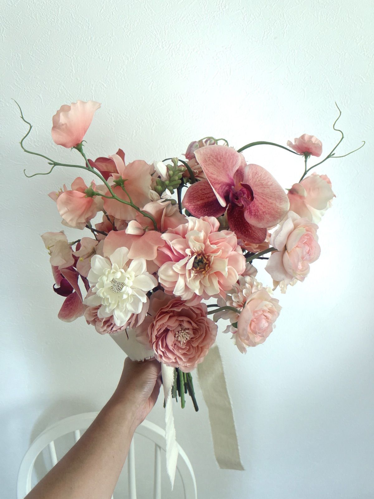 くすみピンク系♡ダリアのブーケ&ブートニア♡ くすみピンク♡ダリアのブーケ&ブートニア