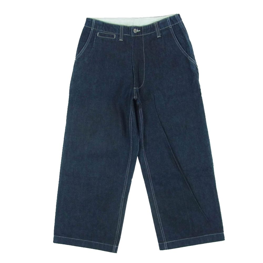 イートウツ E.TAUTZ イギリス製 コットン ワイド デニム パンツ インディゴブルー系 30【中古】