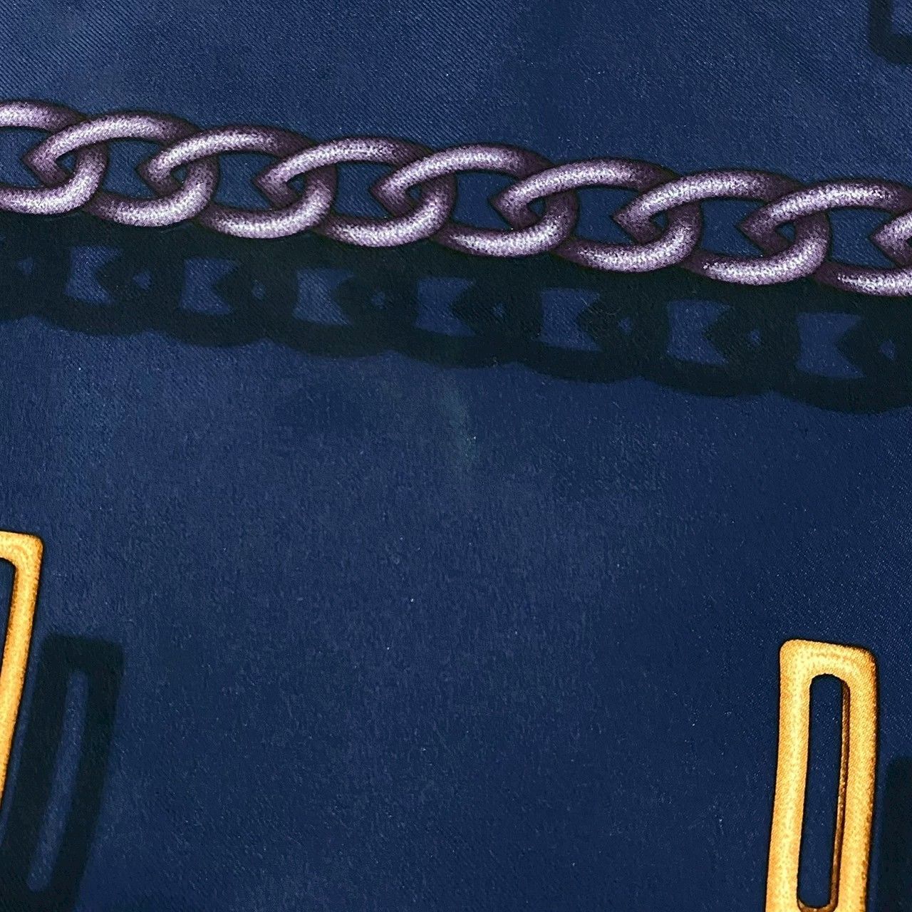 GUCCI】スカーフ SILK/シルク 100% ネイビー ゴールド ホース