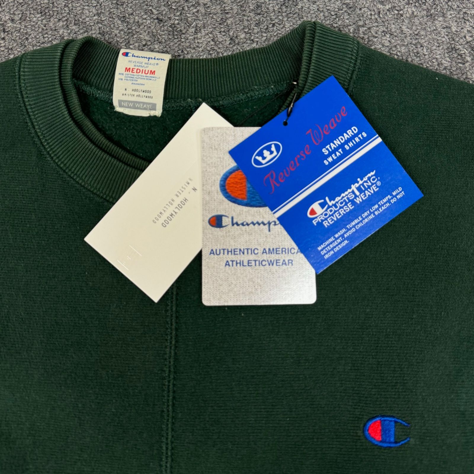 定価31900円 N.HOOLYWOOD × CHAMPION 22AW NEW WEAVE REVERSE WEAVE CREWNECK  SWEATSHIRT リバースウィーブ スウェット エヌハリウッド チャンピオン コラボ グリーン M C8-W047 - メルカリ