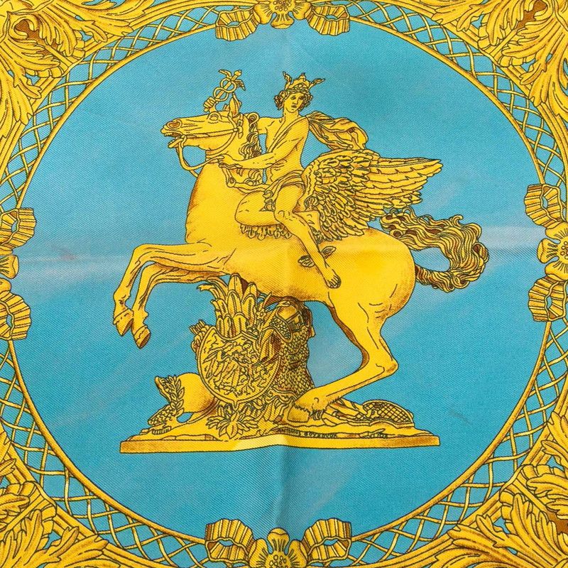 エルメス カレ90 LES TUILERIES チュイルリー公園 ネイビー ゴールド マルチカラー シルク レディース HERMES 1-0235441