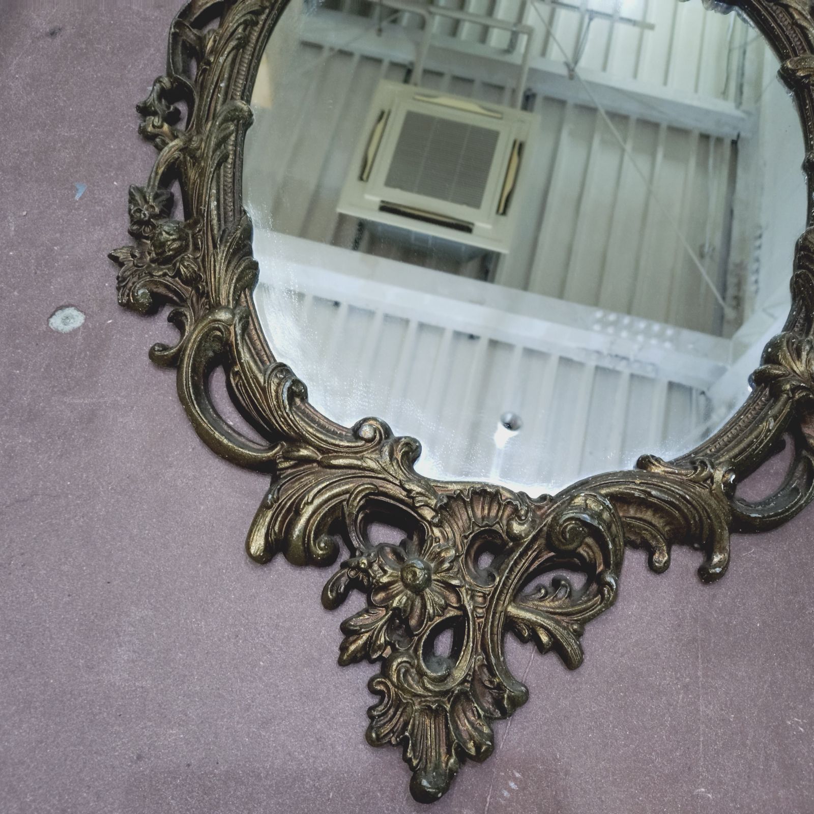 アンティーク 壁掛け ミラー 鏡 大型 95センチ×55センチ ゴールド