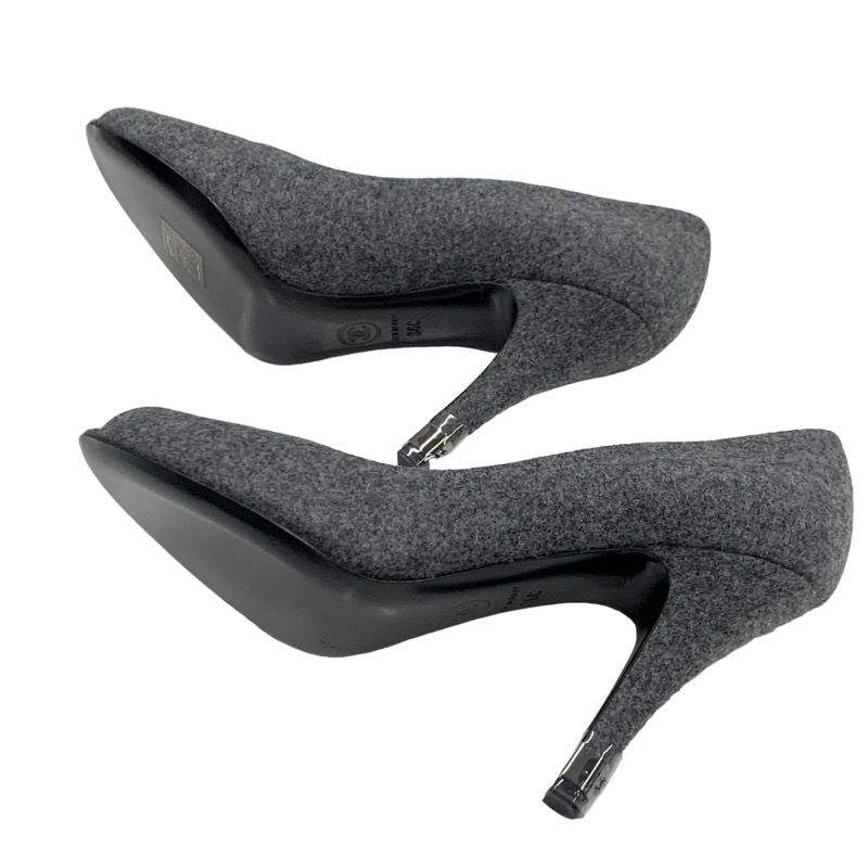 シャネル CHANEL パンプス 靴 シューズ ウール グレー 未使用 ココ 