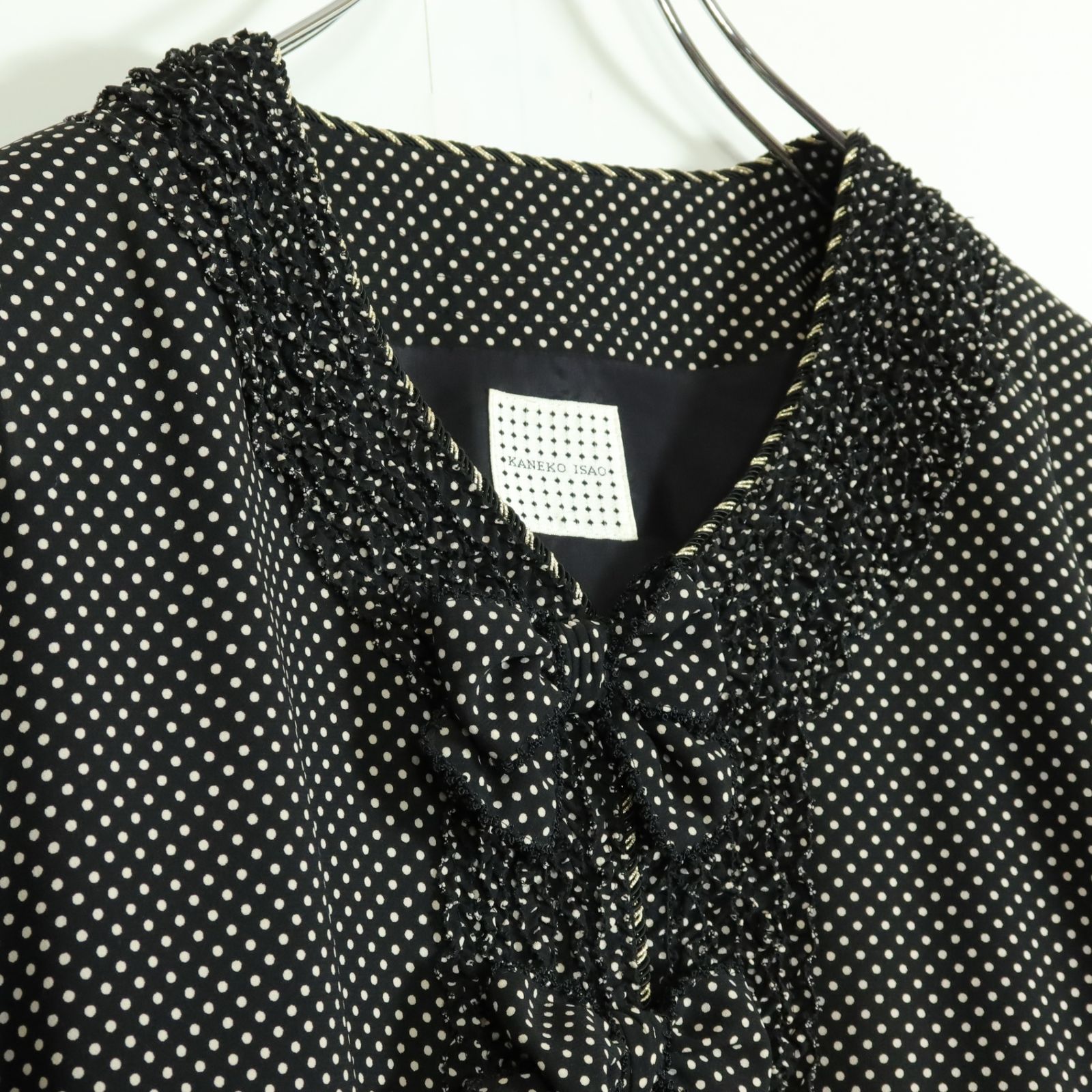 カネコイサオのレースの総ピコフリル付きジャケットの黒 【公式通販】