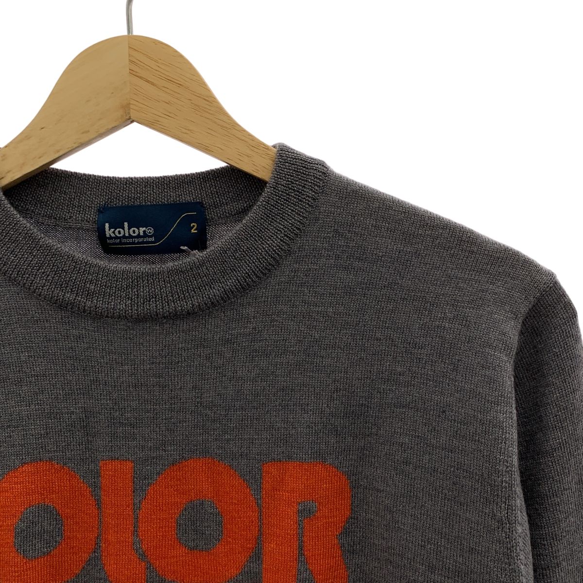 100％品質保障! kolor ロゴ ダブルネック ドッキング ニット 2 グレー レディース
