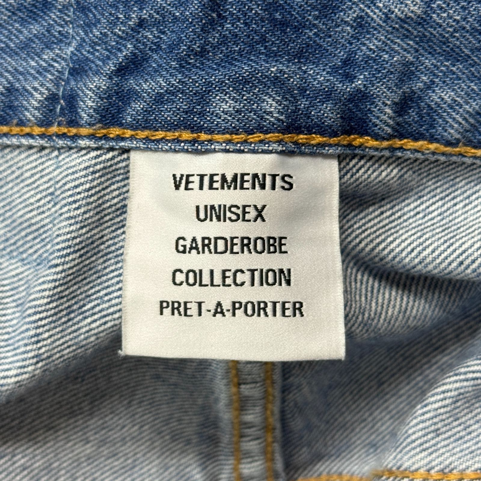 VETEMENTS ワイドレッグダメージデニムパンツ ジーンズ ワイドパンツ