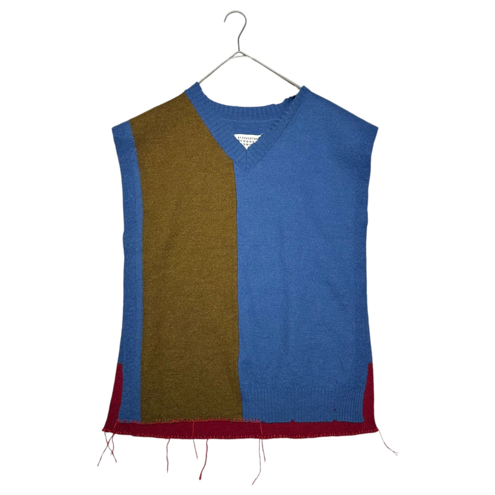 MAISON MARGIELA(メゾンマルジェラ) 21SS Multicolor V-neck knit vest マルチカラー Vネック ニット ベスト ホツレ加工 S50TH0043 ダメージ加工