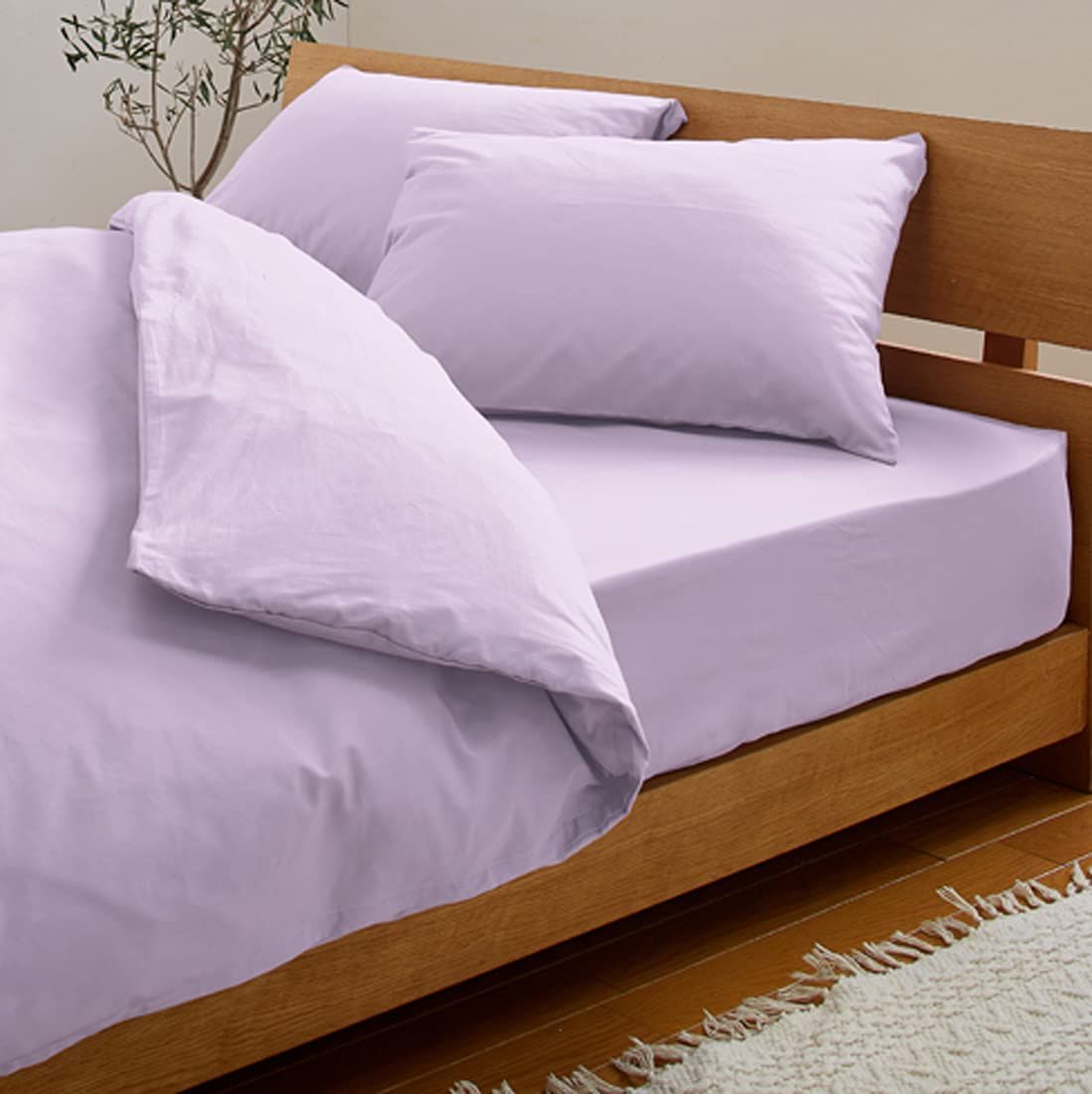 【迅速発送】シーフィールド 日本製 綿100% 布団カバー3点セット ボックスシーツ 洋式 シングル ライトパープル SB-504-N