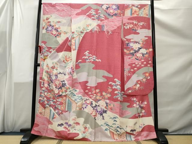 ✲豪華 刺繍 お振り袖 平和屋着物□豪華振袖 駒刺繍 草花文 銀彩 正絹 逸品 AAAZ7616nf