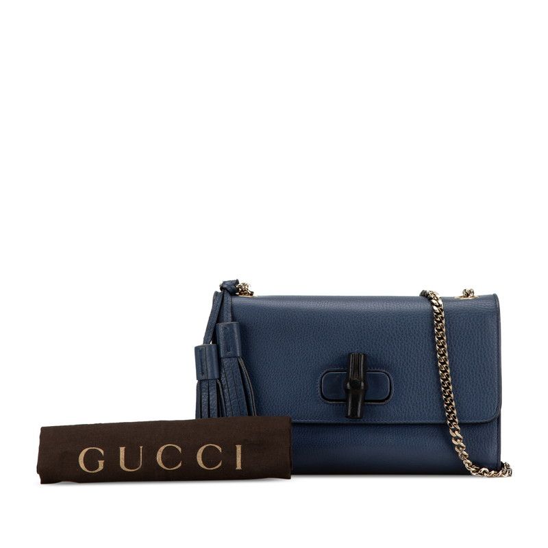 グッチ バンブー タッセル チェーン ショルダーバッグ 387611 ブルー 