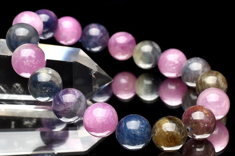 １点物 天然非加熱 MIXサファイア コランダム 11.5mm ブレスレット パワーストーン 天然石 _U7505