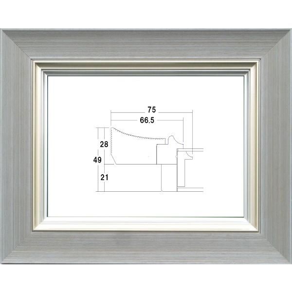 額縁 油絵/油彩額縁 木製フレーム UVカットアクリル付 3484N サイズ F4号 銀ねず - メルカリ