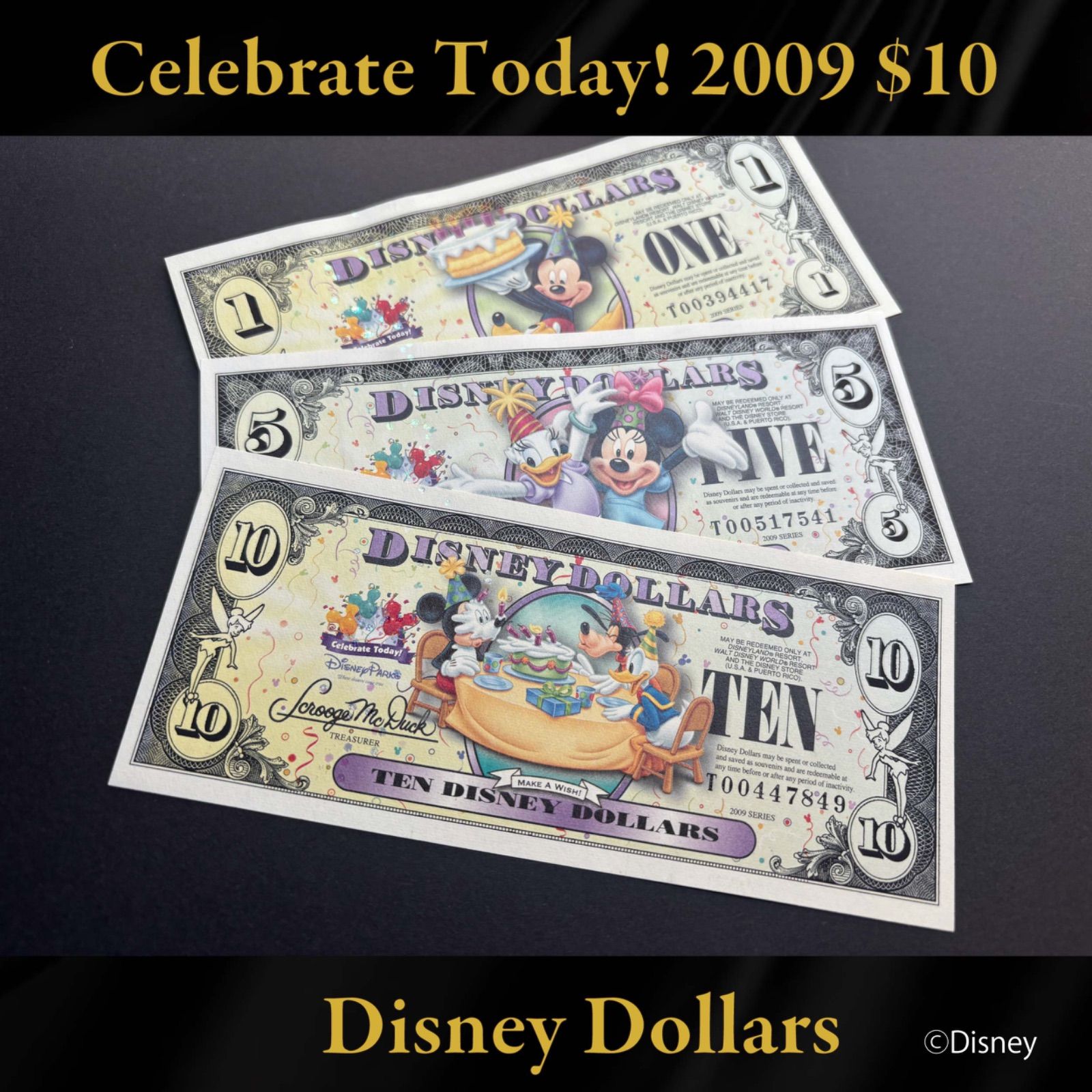 希少✨ディズニードル ディズニーダラー 1ドル 5ドル 10ドル 9枚 送料込み