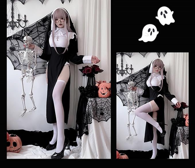 シスター コスプレ セクシー 修道女 衣装 6点セット 大きい