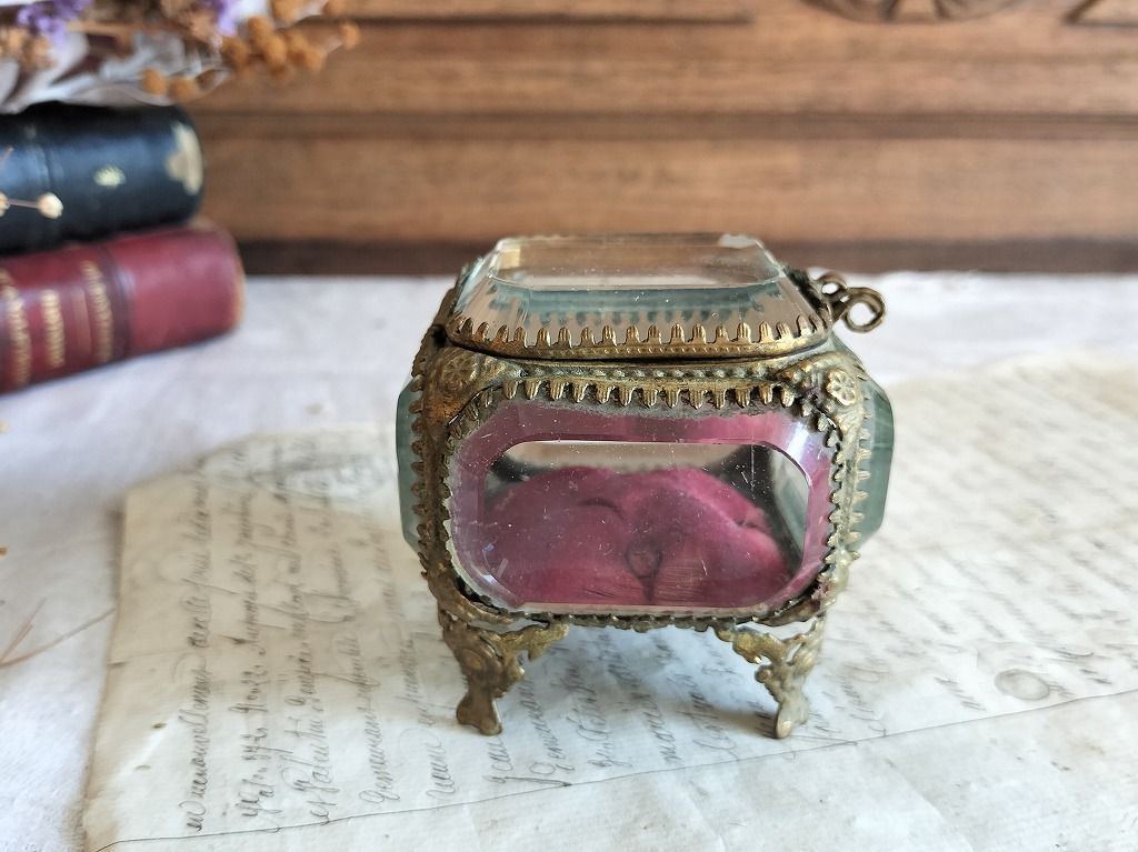 フランス アンティーク クリスタル 7面 ジュエリーケース 1900年　美品 フランス アンティーク クリスタル 7面 ジュエリーケース 1900年