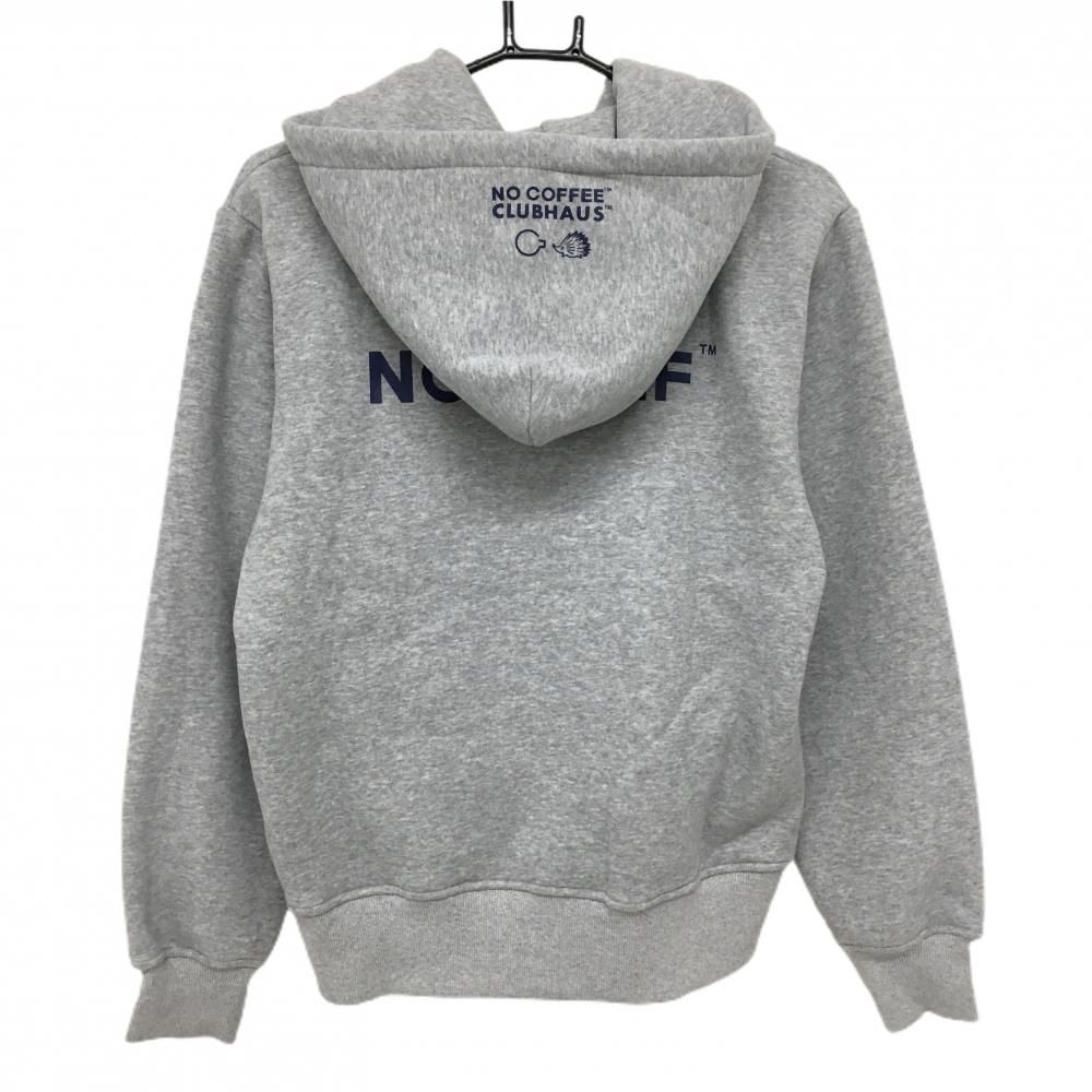 超 ノーコーヒー×クラブハウス フード付トレーナー 杢グレー NO GOLF 裏起毛 レディース 共通サイズXS ゴルフウェア NO COFFEE