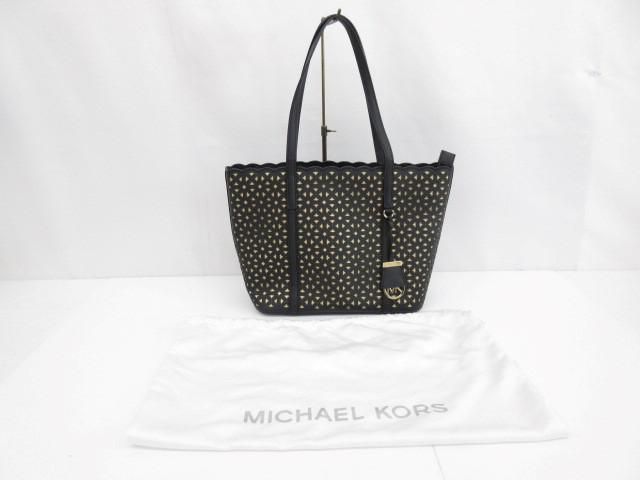 優 マイケルコース MICHAEL KORS パンチングレザー トートバッグ 黒 ブラック 30H6GDFT1T 鞄 レディース