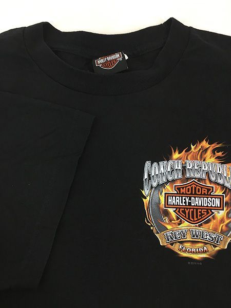 古着 10s HARLEY DAVIDSON ファイヤー シールド&バー Tシャツ XL 美品