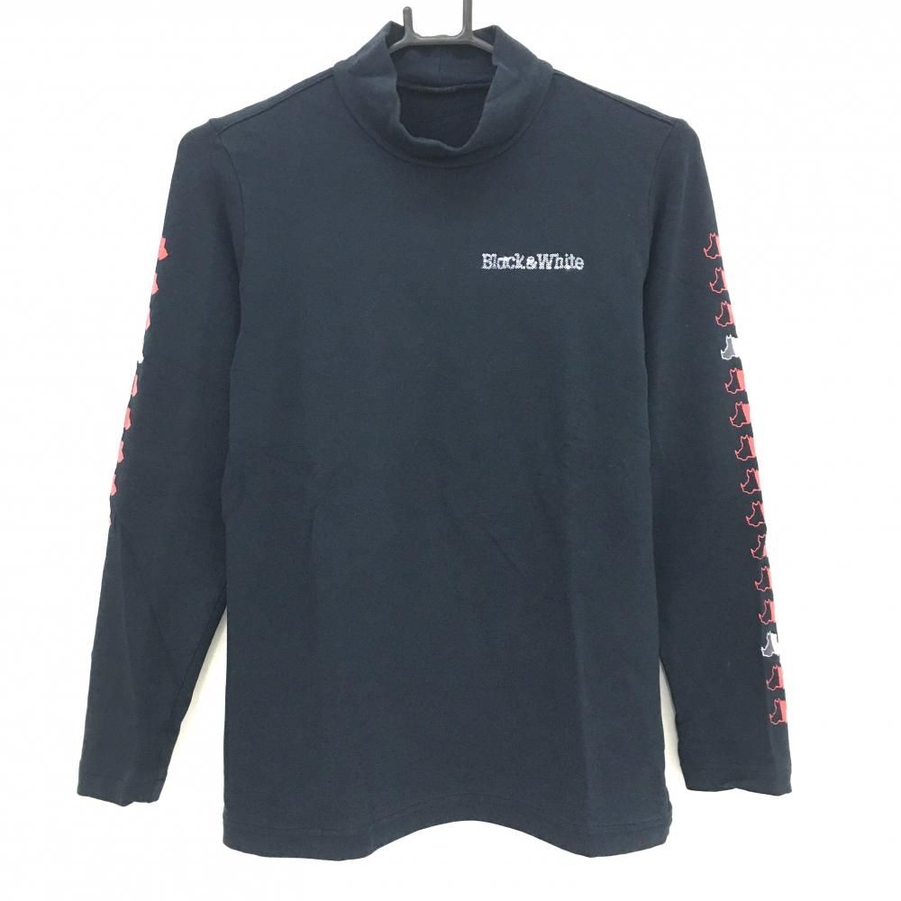 ★ブラックアンドホワイト　レディースハイネックシャツＬサイズ美品★ 超美品】ブラックアンドホワイト 長袖ハイネックシャツ 白×黒