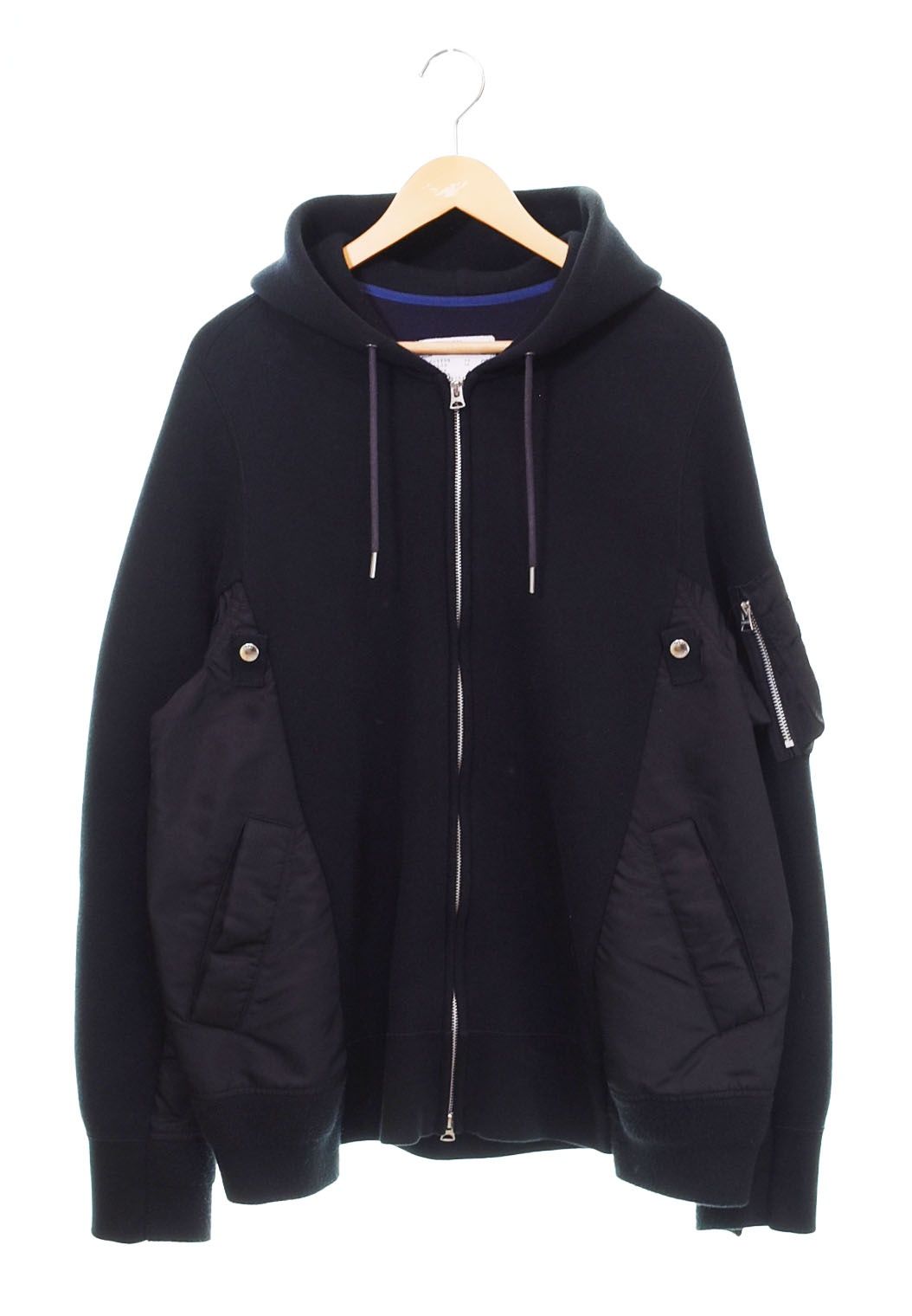 サカイ Sacai 20AW Sponge Sweat MA-1 Zip Hoodie ドッキング ジップ