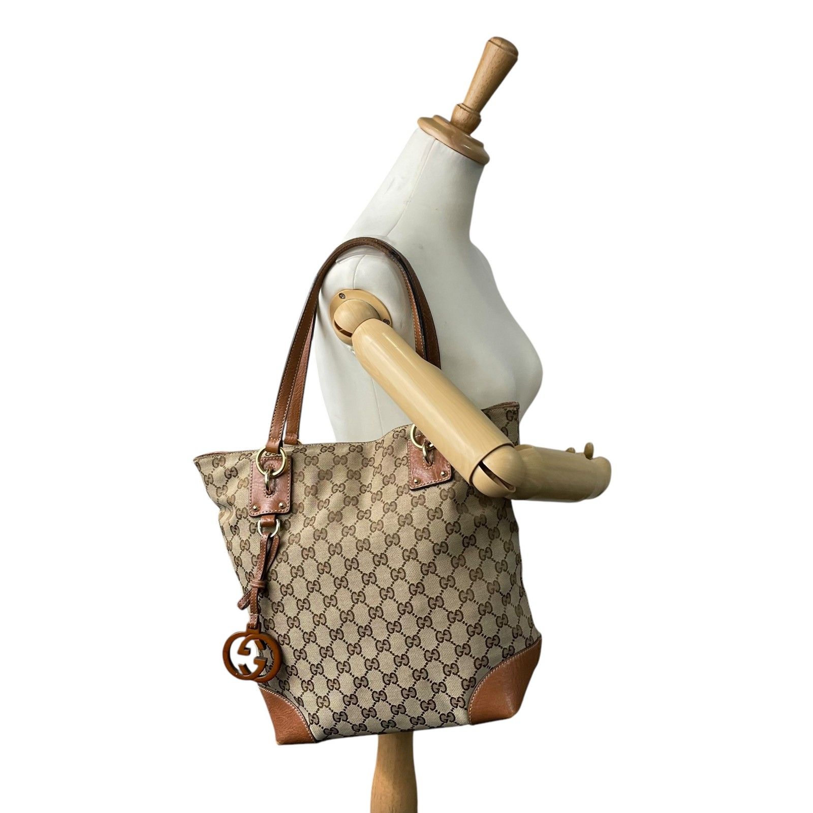 GUCCI グッチ 247237 トートバッグ ワンショルダー GGキャンバス 本革 