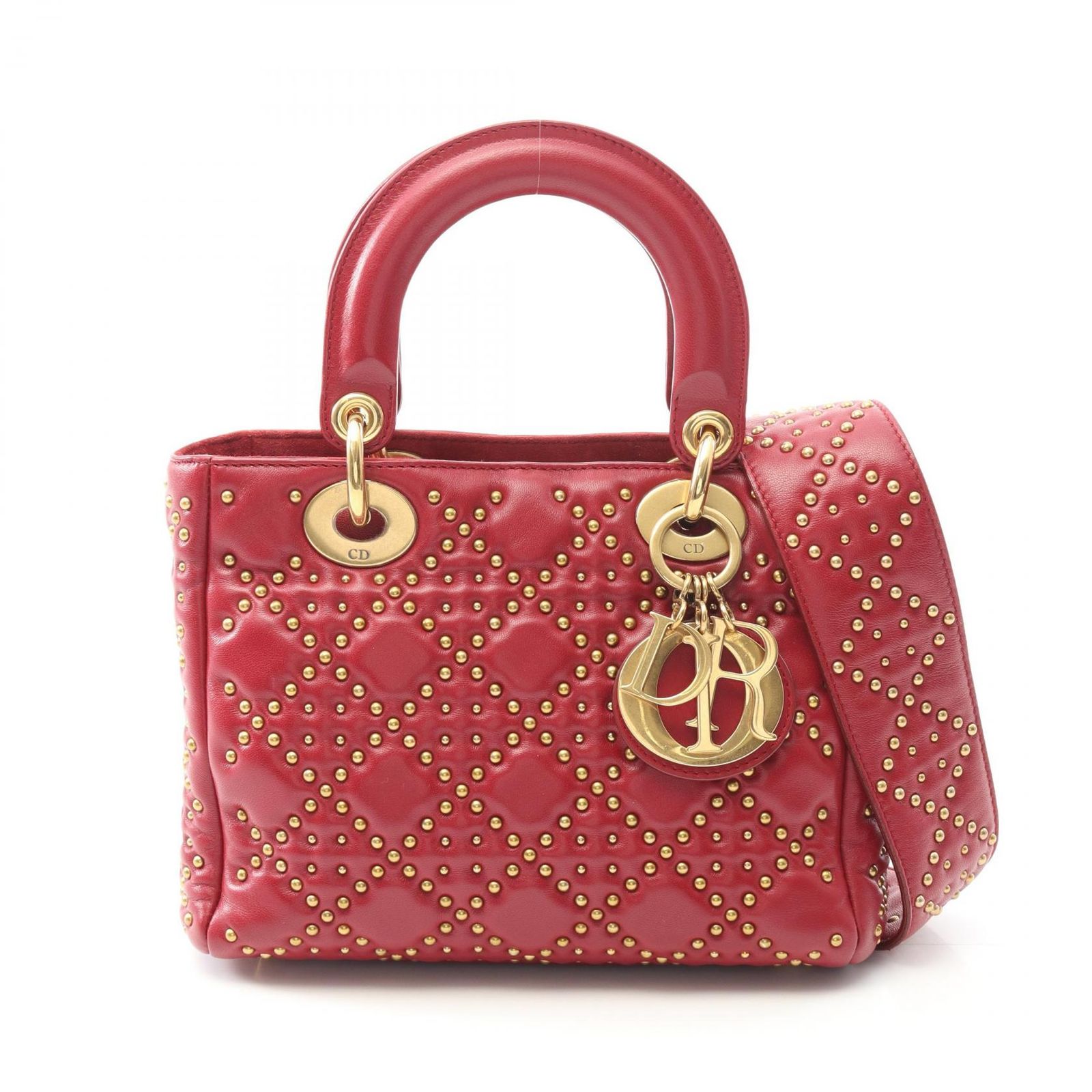 Dior レッドチェリー レディディオール スモール トート 2WAY Christian Dior Pre-Owned レディ ディオール 2way バッグ