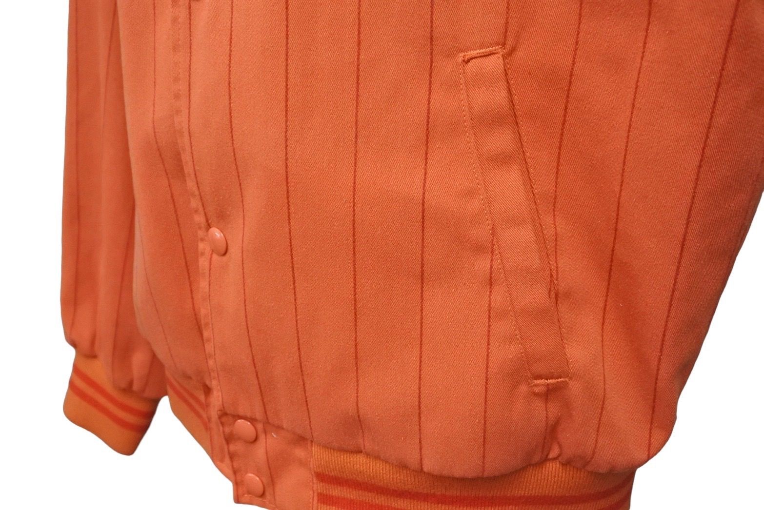 Supreme シュプリーム 19ss ピンストライプ バーシティー ジャケット オレンジ アウター ロゴ 最高 サイズS 美品 中古 47207