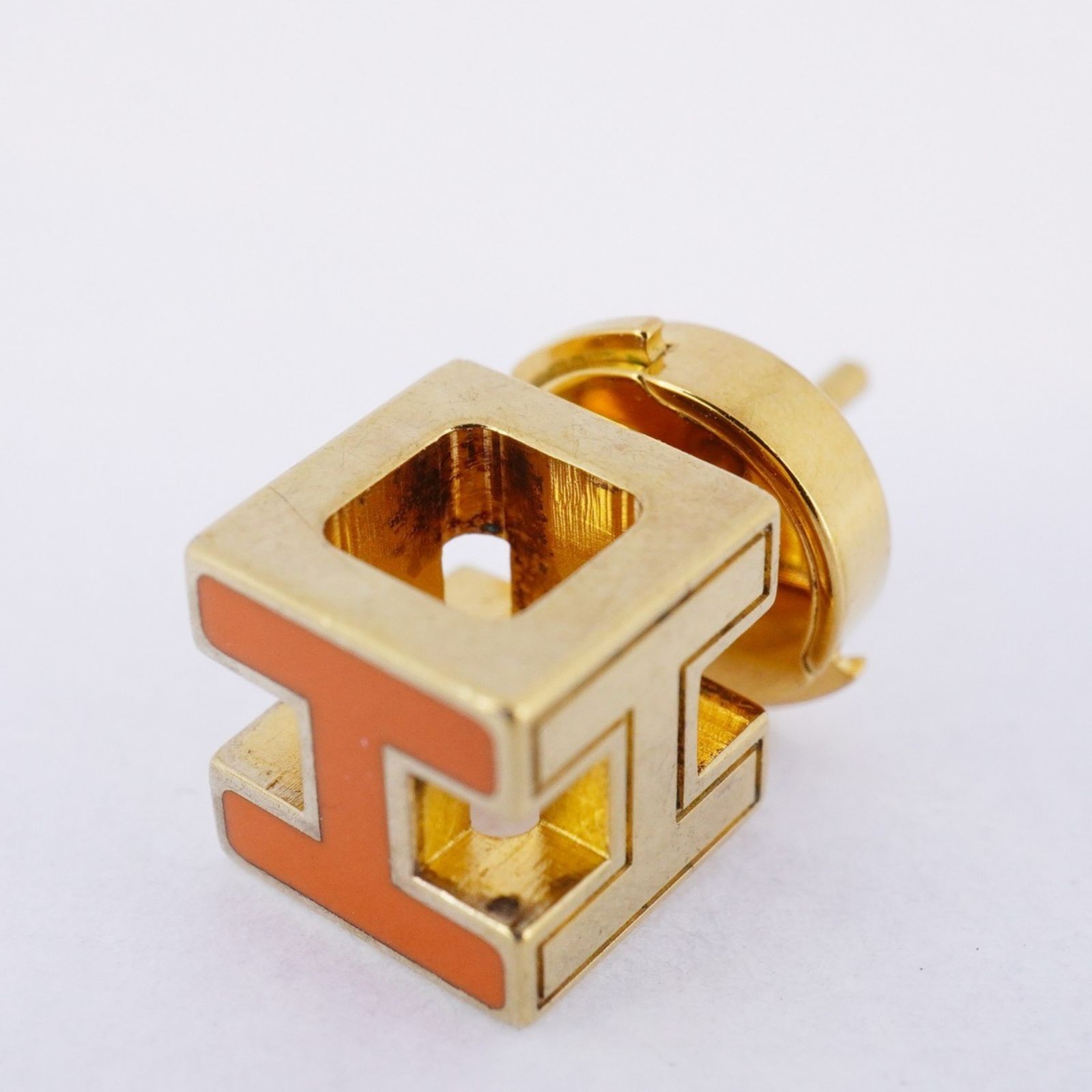 【美品】HERMES エルメス カージュドアッシュ ピアス ゴールド オレンジ HERMES エルメス カージュドアッシュ ピアス ゴールド オレンジ