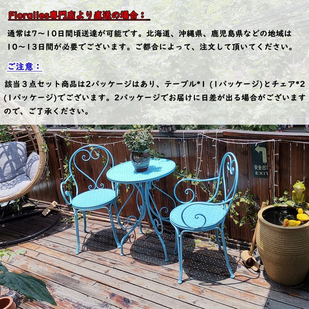 新着商品 テーブルセット ガーデン 3点セット アルミ 屋外テーブル 椅子セット 防水 強力耐荷重 Floralies 耐熱 四季通用 組立簡単 おしゃれ 3点セット ブルー STEELWINDOWSANDDOORS_COM