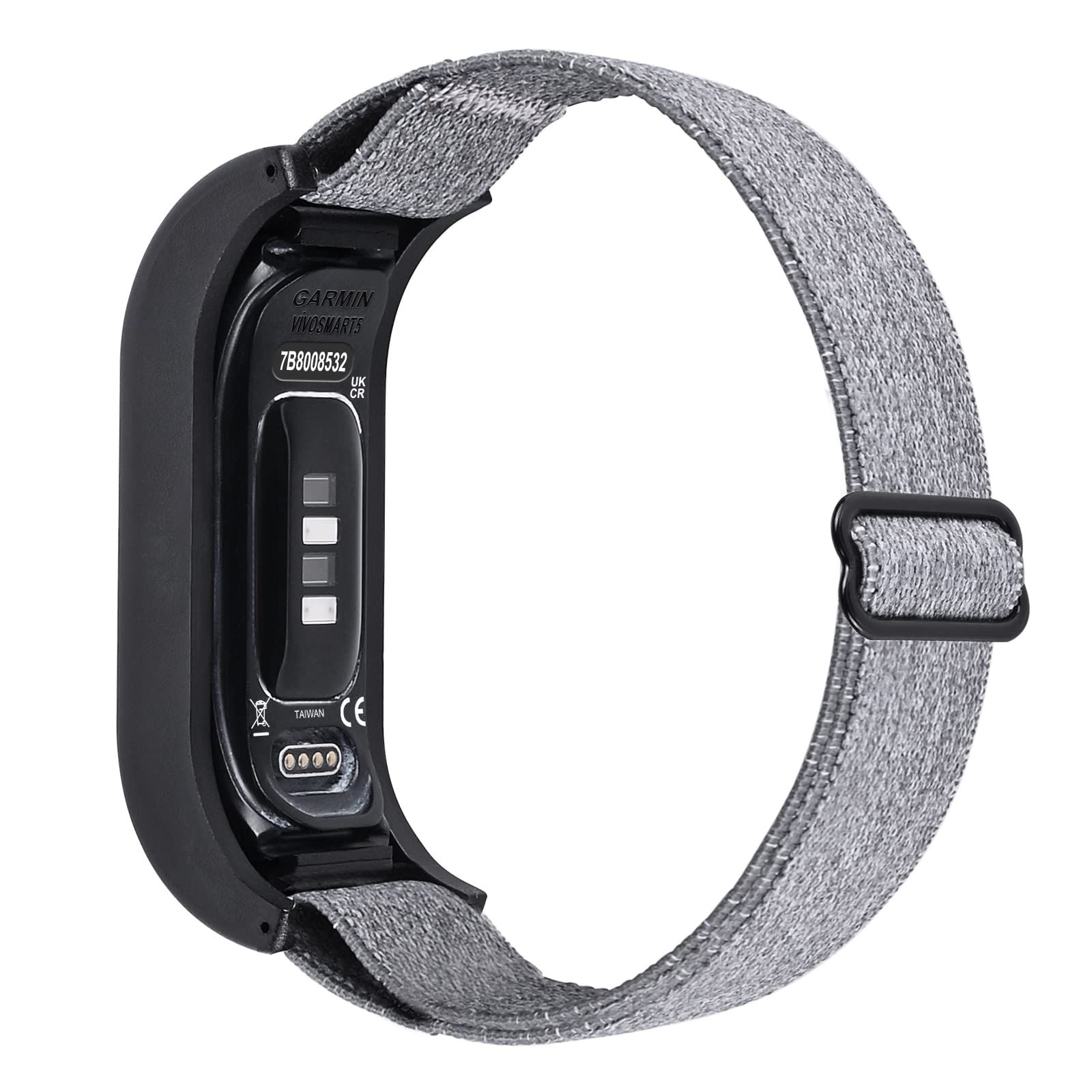 C2D JOY 伸縮性ナイロンバンド Garmin Vivosmart 5トラッカー交換用バンド ケース付き グレー [グレー] [M(5.1-8.3inch)]