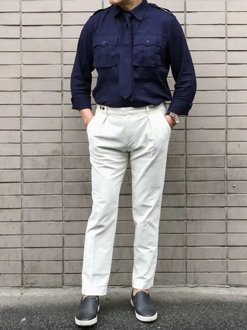 【雷市場（ポンジャン）商品韓国直送】 M マッカーサー リネンシャツ USAF トロピカル ジャケット_ネイビー