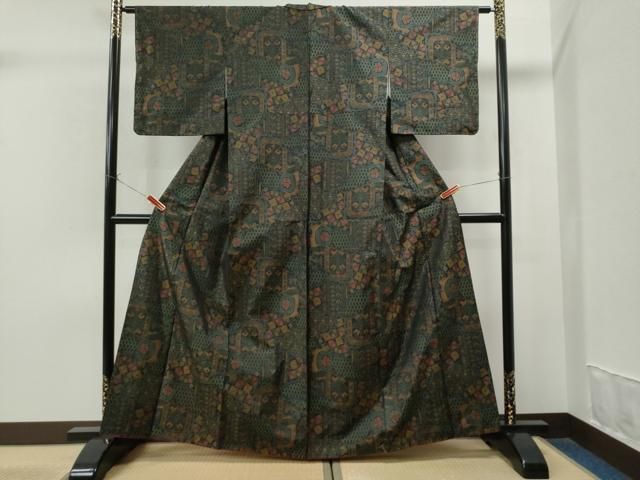 平和屋着物●本場染大島紬　訪問着　花鼓　傘　金彩　正絹　逸品　DAAS2158tw 平和屋着物○本場染大島紬 訪問着 花鼓 傘 金彩 正絹 逸品 DAAS2158tw 平和