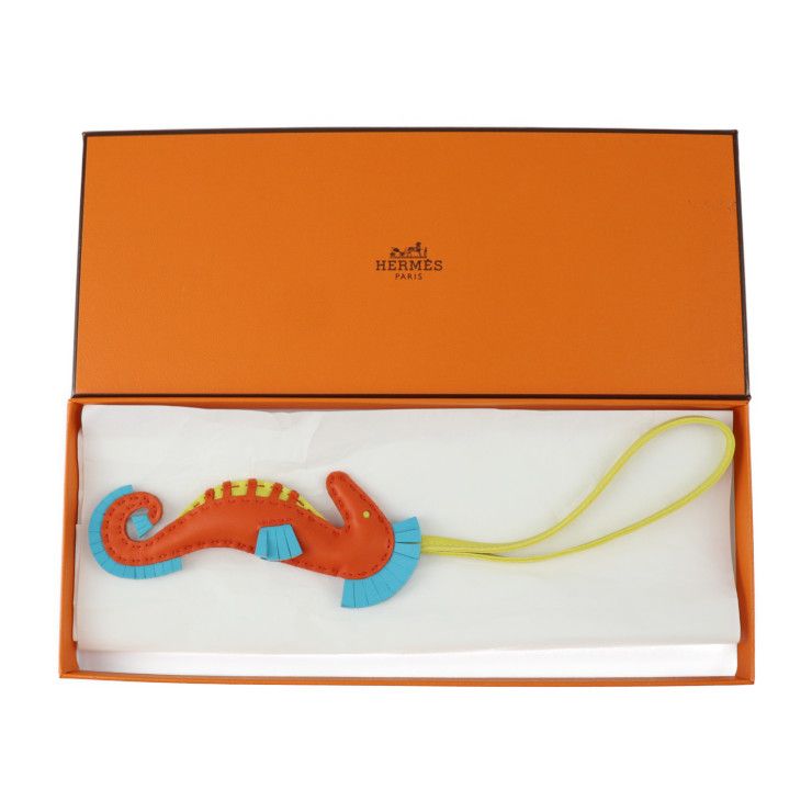 ❤未使用品❤タツノオトシゴチャーム オレンジ エルメス B刻印 箱付き HERMES エルメス イポ タツノオトシゴ キーホルダー