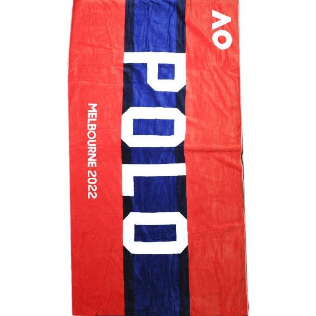 新品 POLO RALPH LAUREN ポロ・ラルフローレン Melbourne 2022 Beach Towel 特大サイズ 全豪オープン オーストラリアン プレイヤータオル 611872278001 ネイビー/オレンジ バスタオル g16692