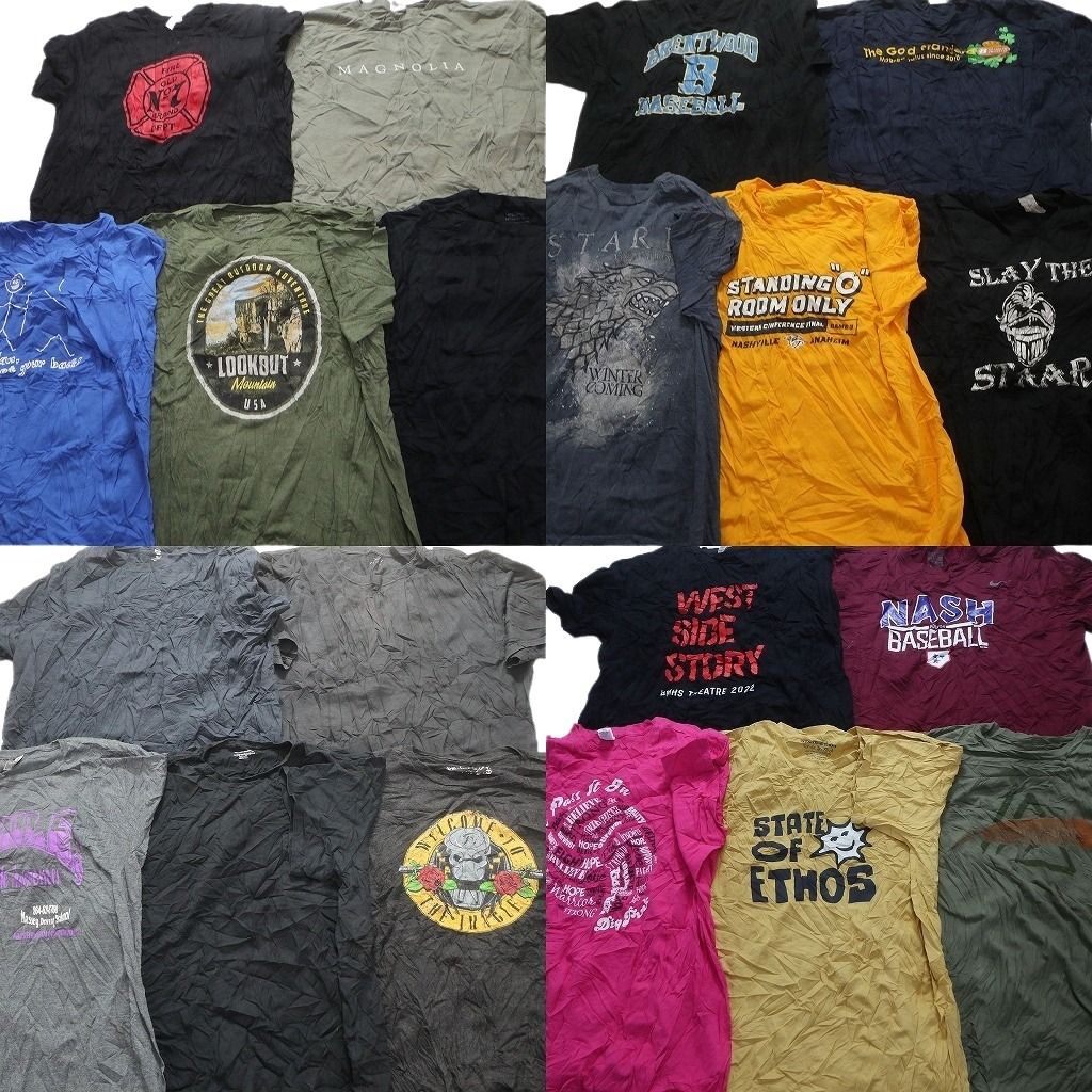 古着卸 まとめ売り カラーmix プリント 半袖Tシャツ 20枚セット