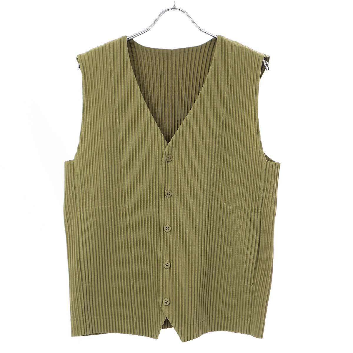 HOMME PLISSE ISSEY MIYAKE オム プリッセ イッセイ ミヤケ 23AW TAILORED PLEATS 1 VEST  プリーツジレベスト HP33JE151 カーキ 3新古品使用感の無い新品同様品Ａ