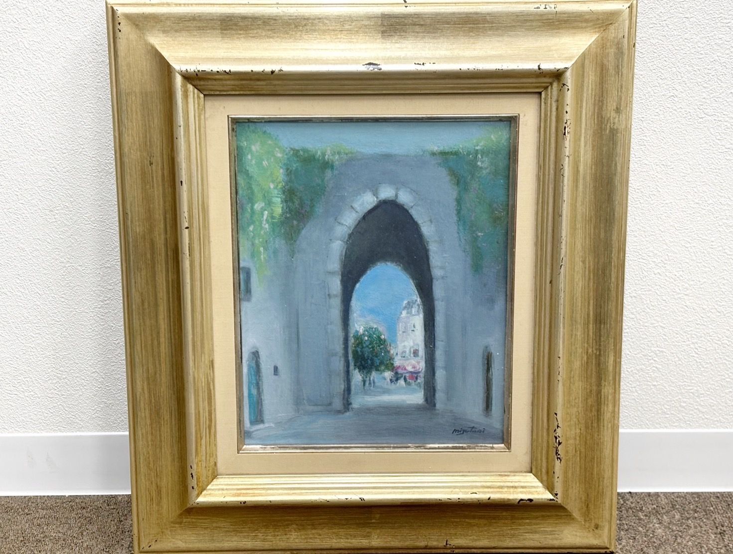 藤岡しんたろう 油彩画 鳥とラッパ吹き 藤岡しんたろう 油彩画 鳥と