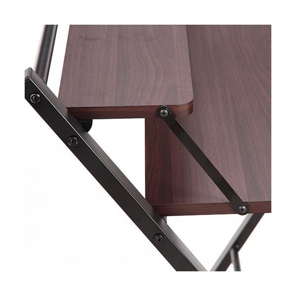 ダークブラウン×ブラック 収納棚付き