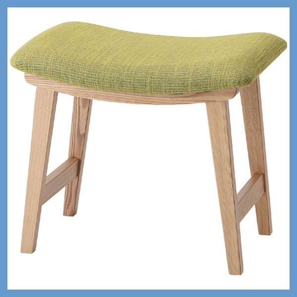 ２脚セット 天然木 アッシュ のトロペスツール クッション座面 ファブリック W48×D33×H42cm No.790 グリーン