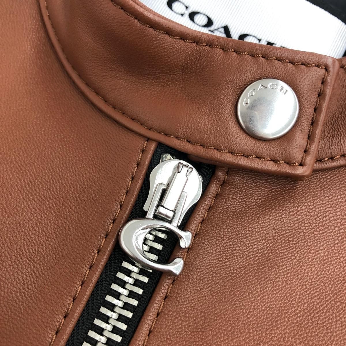 良好 COACH コーチ シングルライダース ブラウン ラムレザー 良好 COACH コーチ シングルライダース ブラウン ラムレザー