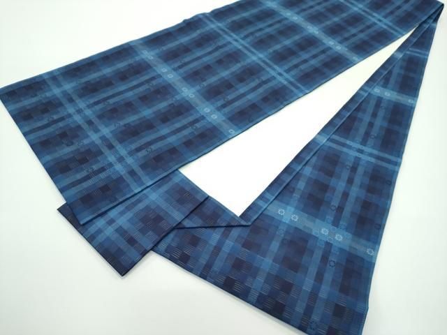 平和屋本店■希少　夏物　日本工芸会正会員　深石美穂　「潮の道」　市松花絽織　九寸開き名古屋帯　カラーコピー付き　逸品　CZAA4161s5 平和屋本店□希少 夏物 日本工芸会正会員 深石美穂 「潮の道」 市松花