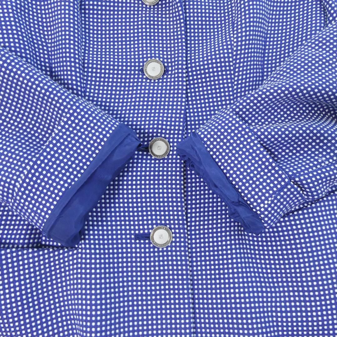 美品 KARL LAGERFELD カールラガーフェルド サイズ36 シングル 4B テーラードジャケット スーツ ドット柄 ロゴ ブルー系 ポリエステル×レーヨン 青 レディース