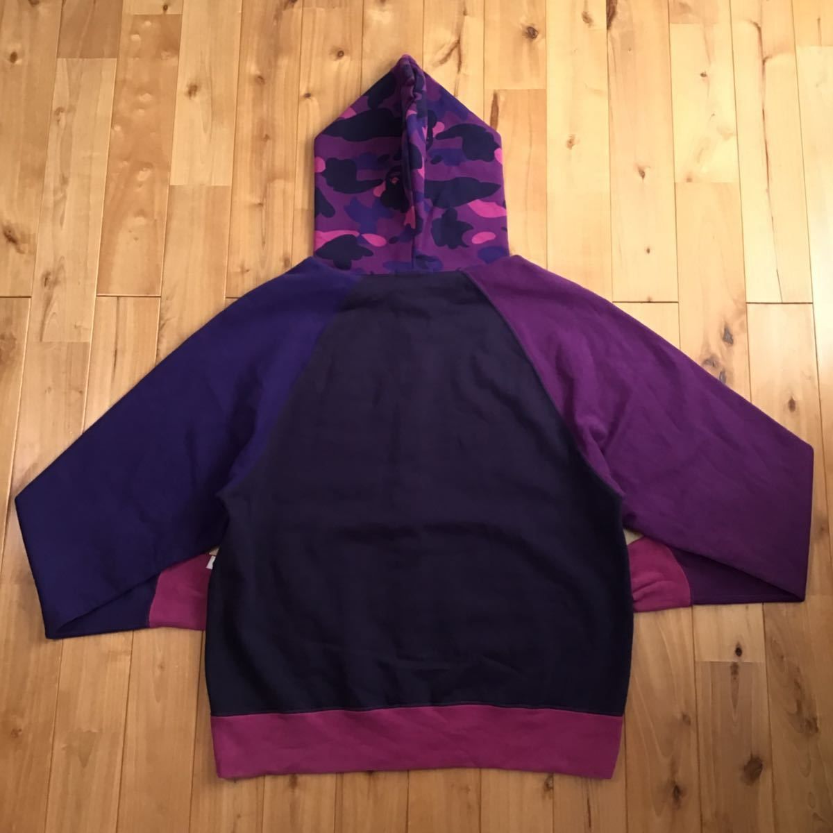 Purple camo カレッジロゴ クレイジー パーカー Lサイズ a bathing ape