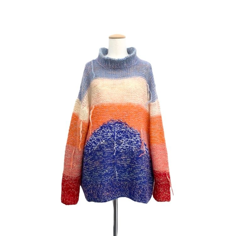 Kota Gushiken コウタ グシケン Mt. Fuji on 1st January 2025 富士山ハンド ニット セーター ライトブルー 1 KGAW22-K05