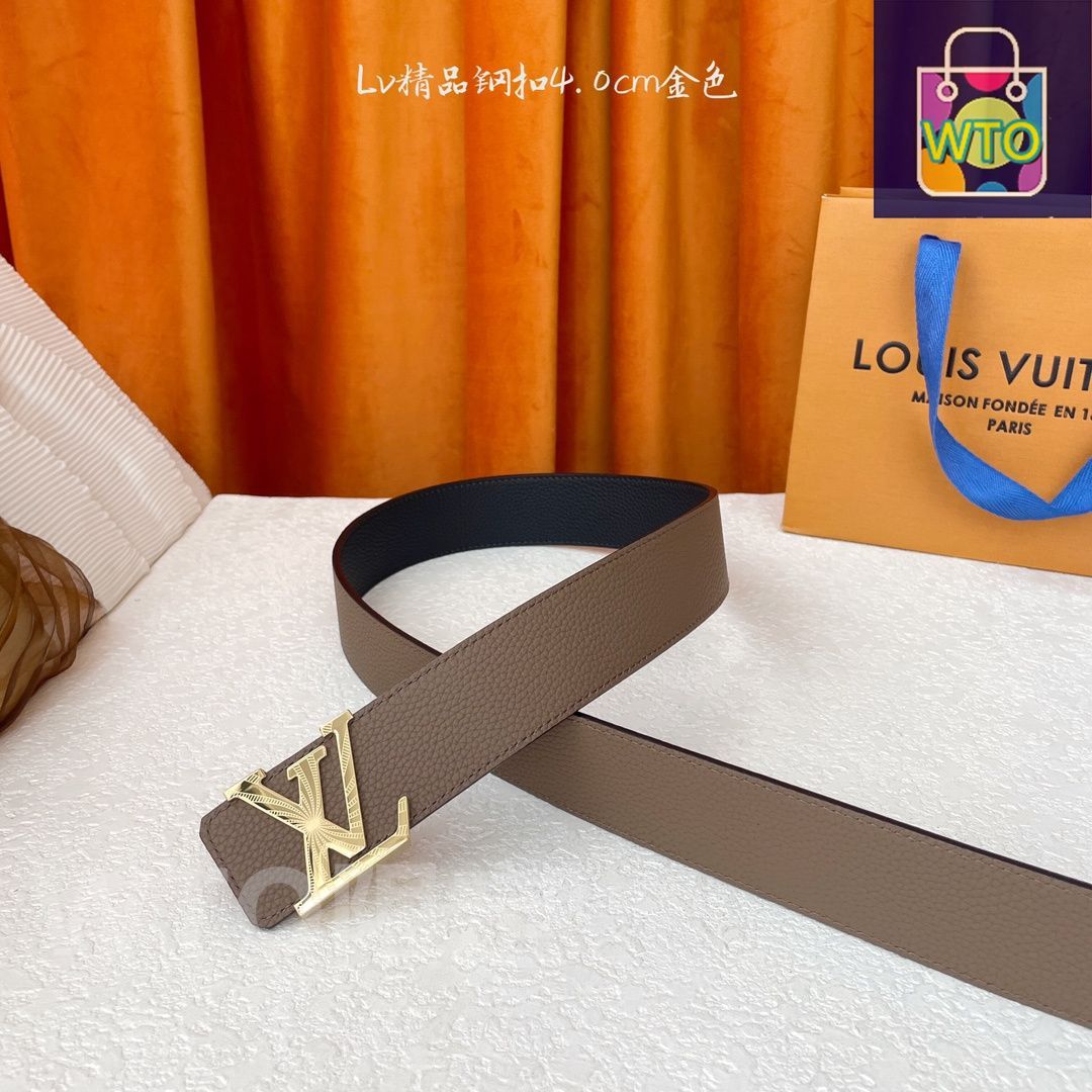 Louis Vuitton柄レザーベルト ゴールドバックル LOUIS VUITTON ルイヴィトン ベルト サンチュール ペルフォ