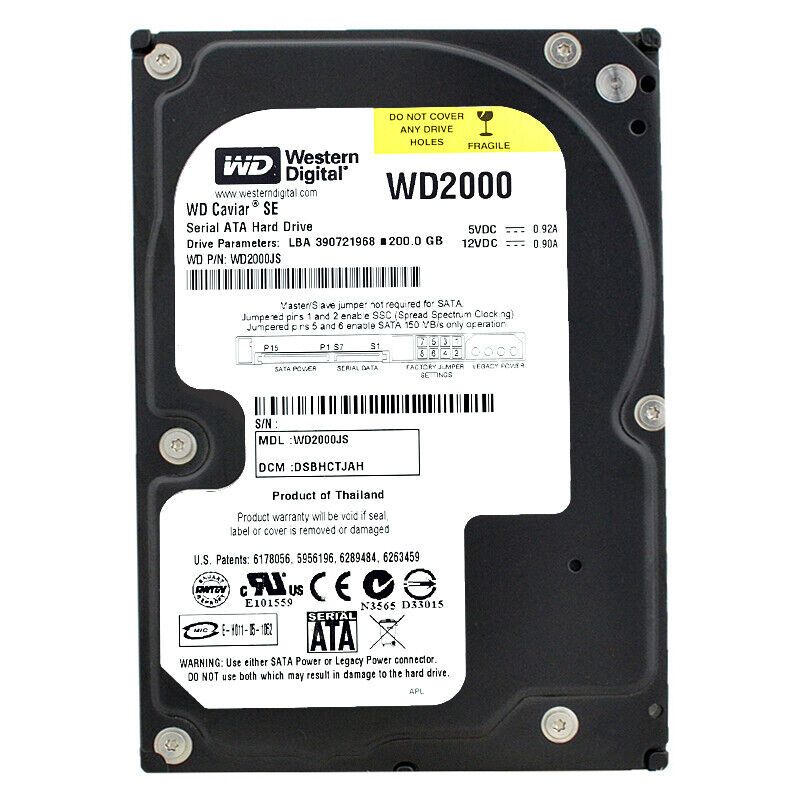 Western Digital 200GB WD2000JS 7200 RPM 8MB Sata II 3.5