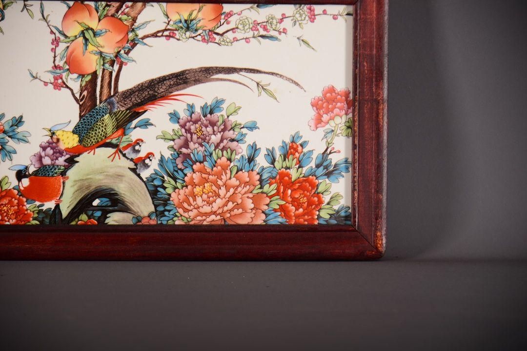景徳鎮陶板画 錦堂富貴 客間 玄関 茶室 書斎 事務室 装飾画 掛物 工芸品置物 景徳鎮陶板画 錦堂富貴 客間 玄関 茶室 書斎 事務室 装飾画