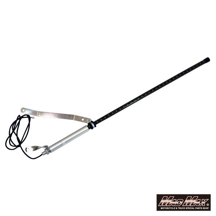 オートバイ用 旗棒黒 LED 発光 ブルー レッド ホワイト フラッグポール 750mm