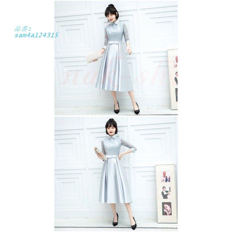 パーティードレス結婚式服装ドレスワンピース20代10代30代NAKフォーマルドレス50代女性冬赤お呼ばれ母親親族袖ありフォーマルワンピース