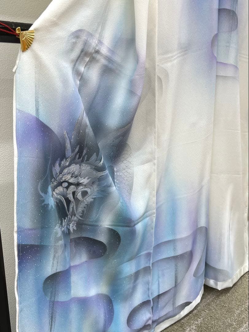 付け下げ訪問着 仮絵羽 未仕立て 銀彩 手描き ストーン 龍 正絹 舞台衣装 付け下げ訪問着 仮絵羽 未仕立て 銀彩 手描き ストーン 龍 正絹 舞台